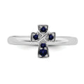 Lab Created Sapphire Silver Stackable Cross Ring by Fine Color Jewels
