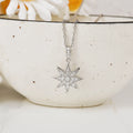Lab Diamond Cluster Star Pendant Silver Necklace by Fine Color Jewels