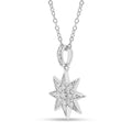 Lab Diamond Cluster Star Pendant Silver Necklace by Fine Color Jewels