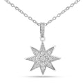 Lab Diamond Cluster Star Pendant Silver Necklace by Fine Color Jewels