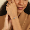 Lab Diamond Open Circle Silver Bracelet by Fine Color Jewels