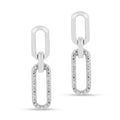 Lab Diamond Open Rectangle Drop Earrings by Fine Color Jewels