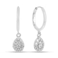 Lab Diamond TearDrop Hoop Earrings by Fine Color Jewels