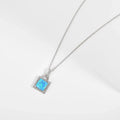 Lab Grown Blue Opal Halo Pendant Necklace by Fine Color Jewels