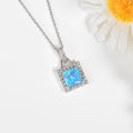 Lab Grown Blue Opal Halo Pendant Necklace by Fine Color Jewels