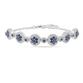 Lab Grown Blue Sapphire Halo Tennis Bracelet by Fine Color Jewels