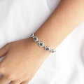 Lab Grown Blue Sapphire Halo Tennis Bracelet by Fine Color Jewels
