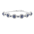Lab Grown Blue Sapphire Halo Tennis Bracelet by Fine Color Jewels