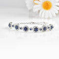 Lab Grown Blue Sapphire Halo Tennis Bracelet by Fine Color Jewels
