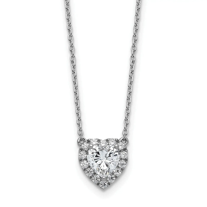 Lab Grown Diamond 14K Halo Heart Gold Necklace 1 1/5 ctw by Fine Color Jewels