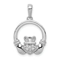 Lab Grown Diamond Claddagh Circle Pendant 14k Gold by Fine Color Jewels
