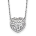 Lab Grown Diamond Cluster Heart Necklace 14K White Gold by Fine Color Jewels
