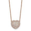 Lab Grown Diamond Cluster Heart Necklace 14K White Gold by Fine Color Jewels