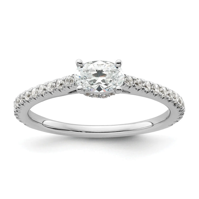 Lab Grown Diamond East-West Oval Pave Engagement Ring by Fine Color Jewels
