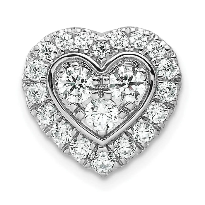 Lab Grown Diamond Halo Heart Chain Slide Pendant 14k Gold by Fine Color Jewels