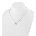 Lab Grown Diamond Heart and Circle Necklace 14k White Gold by Fine Color Jewels