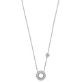 Lab Grown Diamond Heart and Circle Necklace 14k White Gold by Fine Color Jewels
