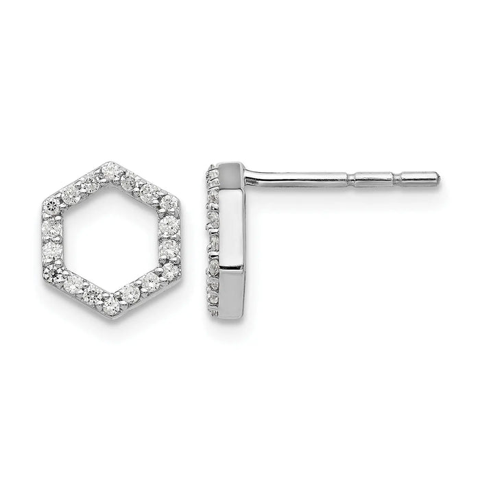 Lab Grown Diamond Hexagon Studs Earrings by Fine Color Jewels