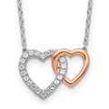 Lab Grown Diamond Interlocking Heart Necklace 14k Gold by Fine Color Jewels