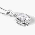 Lab Grown Diamond Prong Bridal Oval Halo Platinum Pendant by Fine Color Jewels