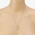 Lab Grown Diamond Prong Bridal Oval Halo Platinum Pendant by Fine Color Jewels