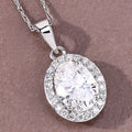 Lab Grown Diamond Prong Bridal Oval Halo Platinum Pendant by Fine Color Jewels