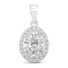 Lab Grown Diamond Prong Bridal Oval Halo Platinum Pendant