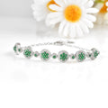 Lab Grown Emerald White Halo Bracelet by Fine Color Jewels