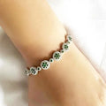 Lab Grown Emerald White Halo Bracelet by Fine Color Jewels
