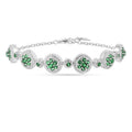 Lab Grown Emerald White Halo Bracelet by Fine Color Jewels
