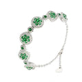 Lab Grown Emerald White Halo Bracelet by Fine Color Jewels