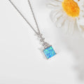 Lab Grown Princess Cut Blue Opal Pendant Necklace by Fine Color Jewels