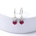 Lab Grown Ruby Round Dangle Drop Earrings by Fine Color Jewels