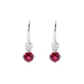Lab Grown Ruby Round Dangle Drop Earrings by Fine Color Jewels