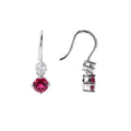 Lab Grown Ruby Round Dangle Drop Earrings by Fine Color Jewels
