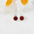 Lab Grown Ruby Silver Stud Earrings by Fine Color Jewels