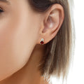 Lab Grown Ruby Silver Stud Earrings by Fine Color Jewels