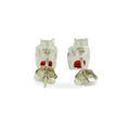 Lab Grown Ruby Silver Stud Earrings by Fine Color Jewels