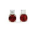 Lab Grown Ruby Silver Stud Earrings by Fine Color Jewels