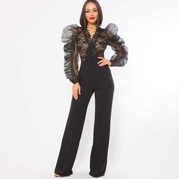 Lace Combined Fashion Jumpsuit by DailySale