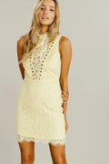Lace Detail Dress Light Yellow by Boutique 23