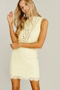 Lace Detail Dress Light Yellow by Boutique 23