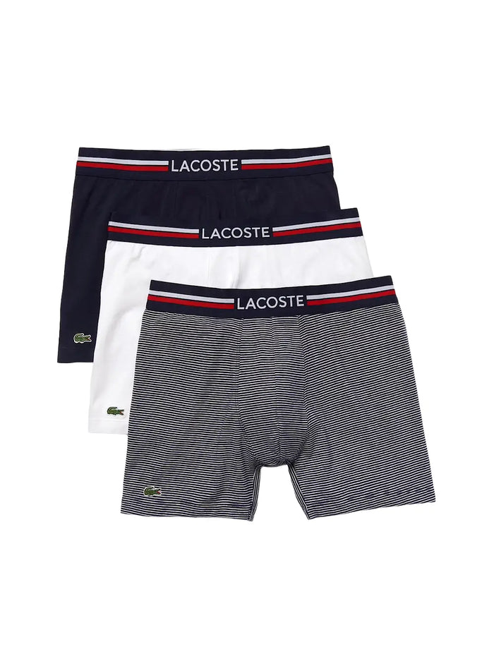 Lacoste Men's 3-Pack Long Stretch Cotton Jersey Boxer Brief by I-Max Fashions