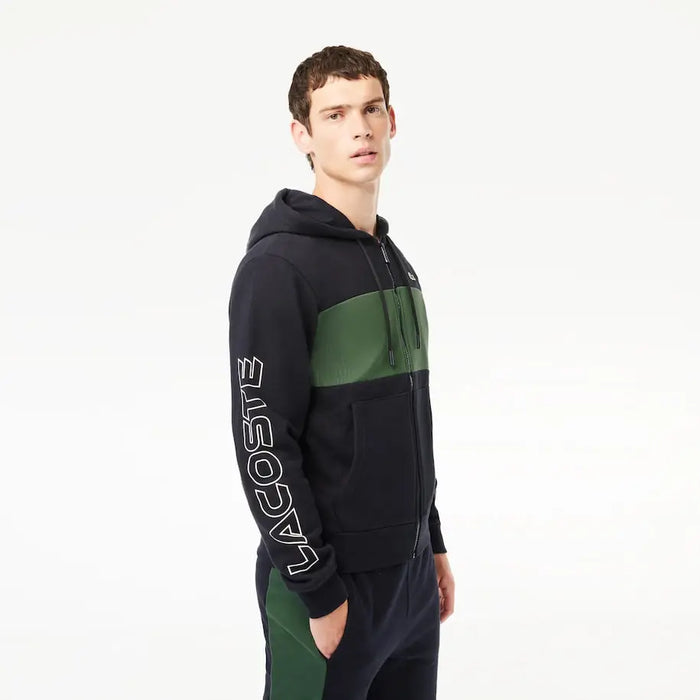 Lacoste Men's Colorblock Logo Zip-Up Long Sleeve Hoodie by I-Max Fashions