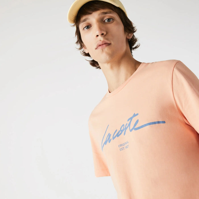 Lacoste Men’s Crew Neck Print Lettering Cotton T-shirt by I-Max Fashions