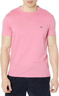 Lacoste Men's Short Sleeve Crew Neck Pima Cotton Jersey T-Shirt Reseda Pink by I-Max Fashions