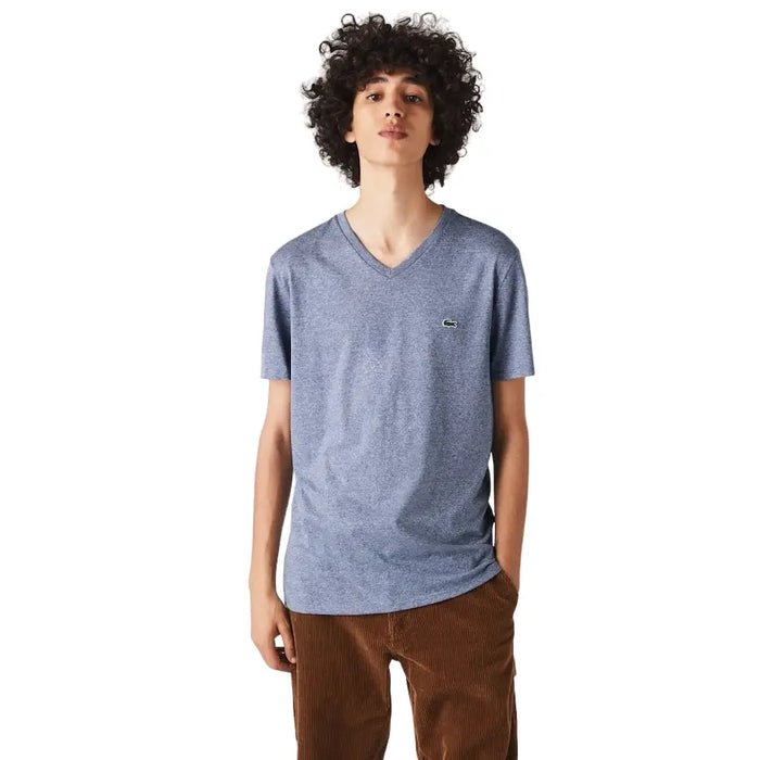 Lacoste Men's Short Sleeve V-Neck Pima Cotton Jersey T-Shirt by I-Max Fashions