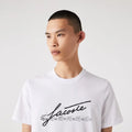 Lacoste Men's Signature And Crocodile Print Crew Neck Cotton T-Shirt by I-Max Fashions