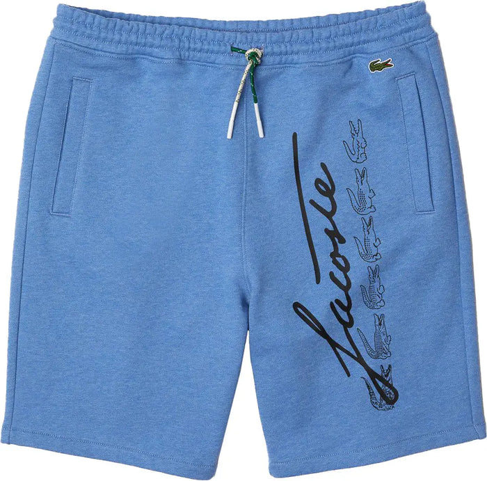 Lacoste Men's Signature Print Cotton Fleece Shorts by I-Max Fashions