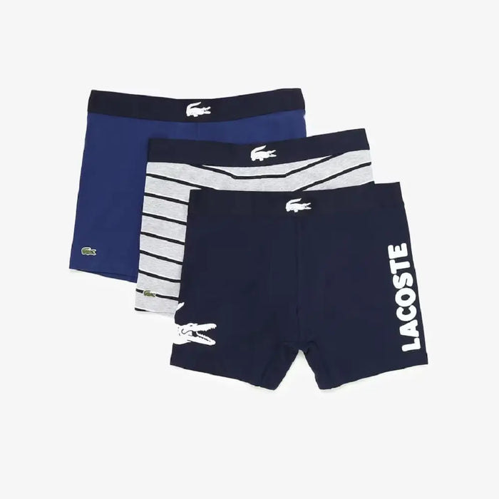 Lacoste Underwear Men's 3-Pack Crocodile Waist Long Stretch Cotton Boxer Briefs by I-Max Fashions